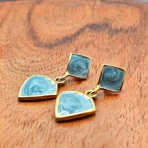 Vintage Gold & Enamel Drop Earrings